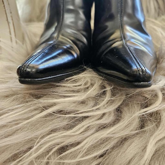 Dolce & Gabbana BOOTS 39IT 39 9 pointy toe black leather bootie heels boot  8.5 - Picture 8 of 16